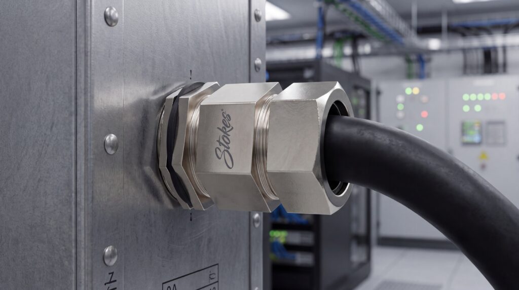 Cable gland with industrial cable